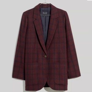Madewell Larsen Blazer in Windowpane Burgundy